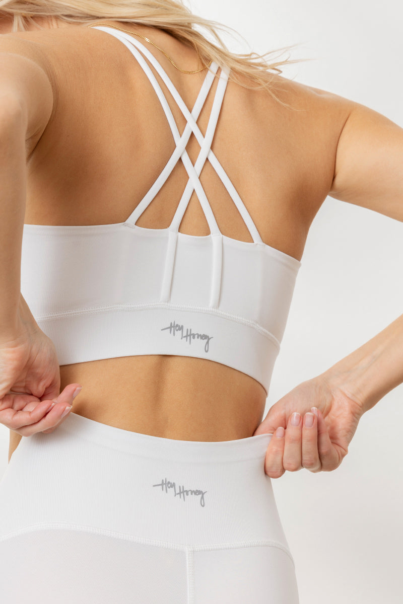 Criss-Cross Bra White | Hey Honey Yoga & Active Wear