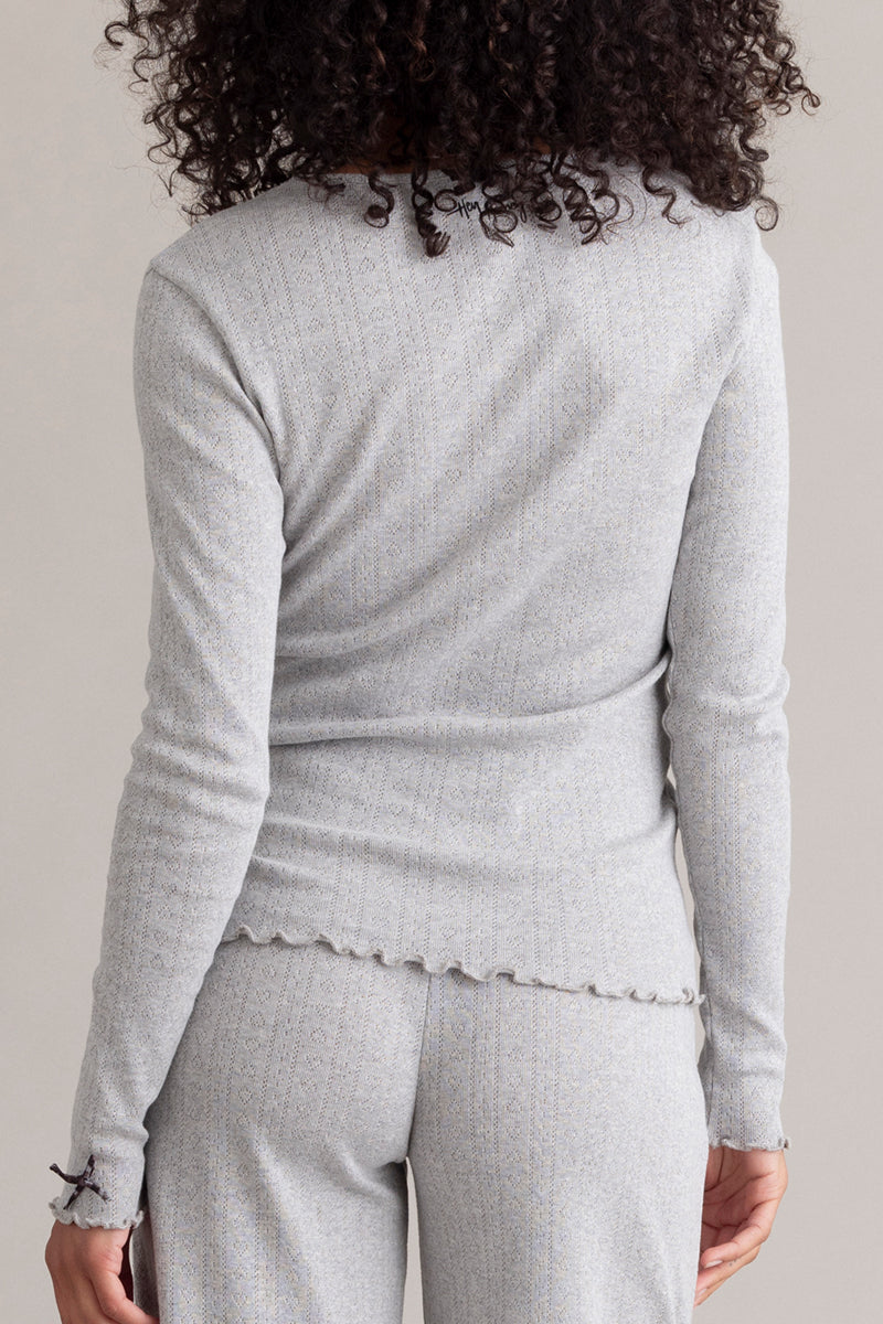 Longsleeve Pointelle Grey Melange | Hey Honey & Active Wear