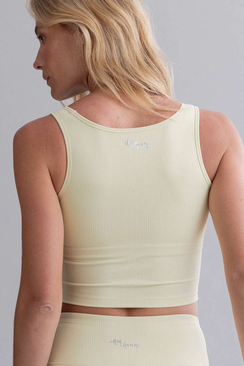 Longline Tank Ribbed Pastel Yellow | Hey Honey & Active Wear