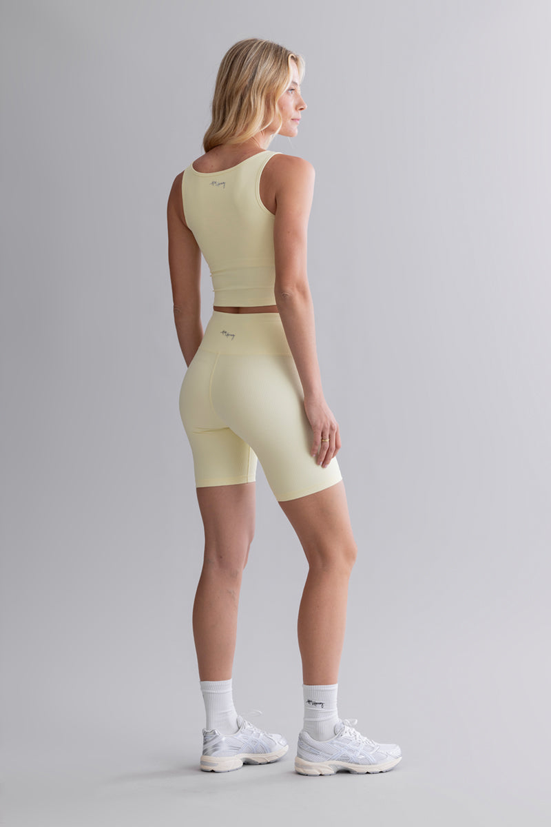 Longline Tank Ribbed Pastel Yellow | Hey Honey & Active Wear