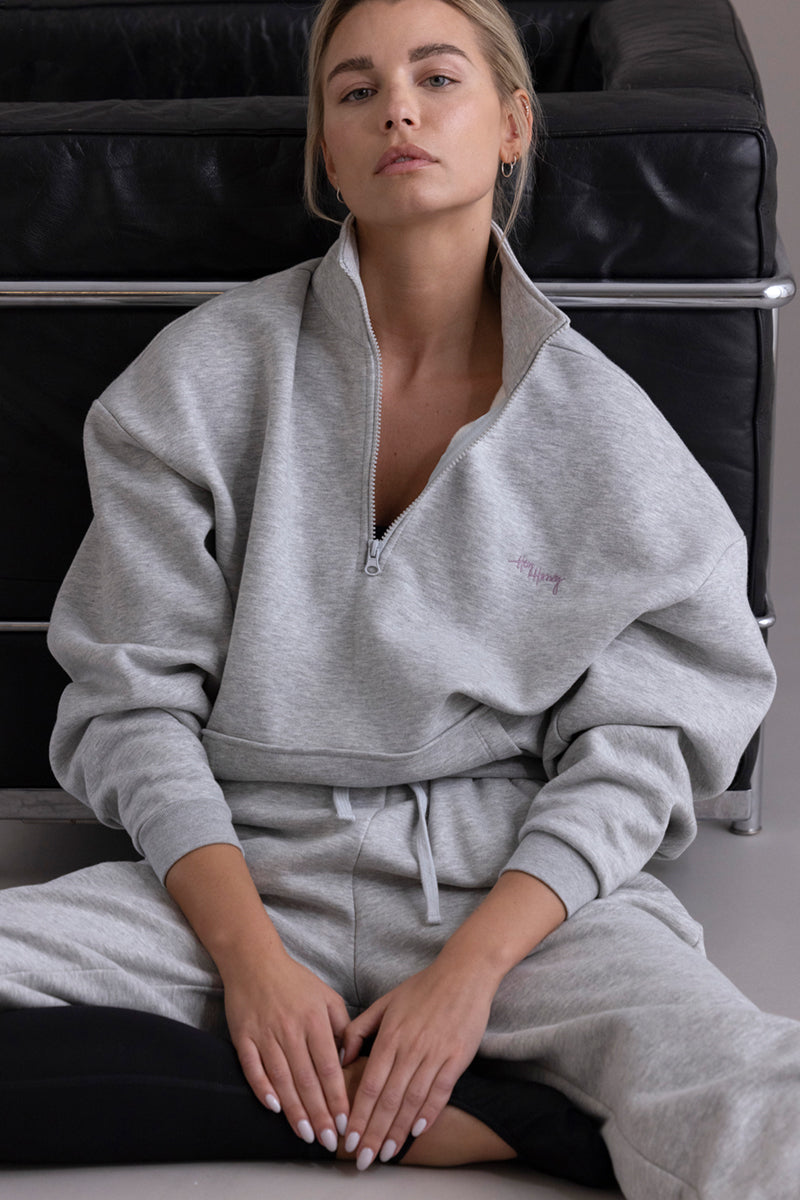Zip Sweater Grey Melange | Hey Honey & Active Wear