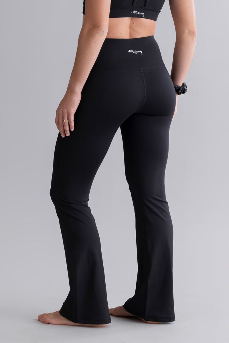 High-Waist Flared Leggings Cotton Touch Black