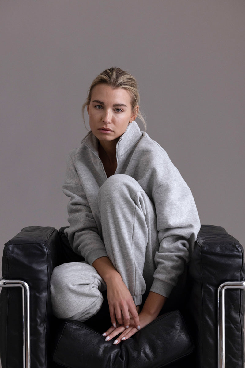 Zip Sweater Grey Melange